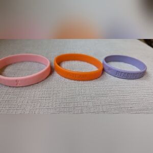 3 Rubber Bracelets: A-Team, Reading is Magic, Breast Cancer Awareness